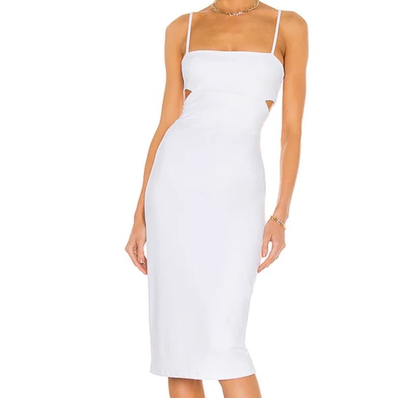 Medium Susana Monaco Cutout Strap Solid Dress in Sugar Graduation White Dress - Picture 1 of 5